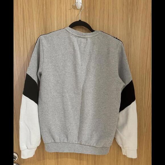 Men’s Crew Neck Lettered Colorblock Sleeved Fleece Sweatshirt Size Small - Picture 5 of 9